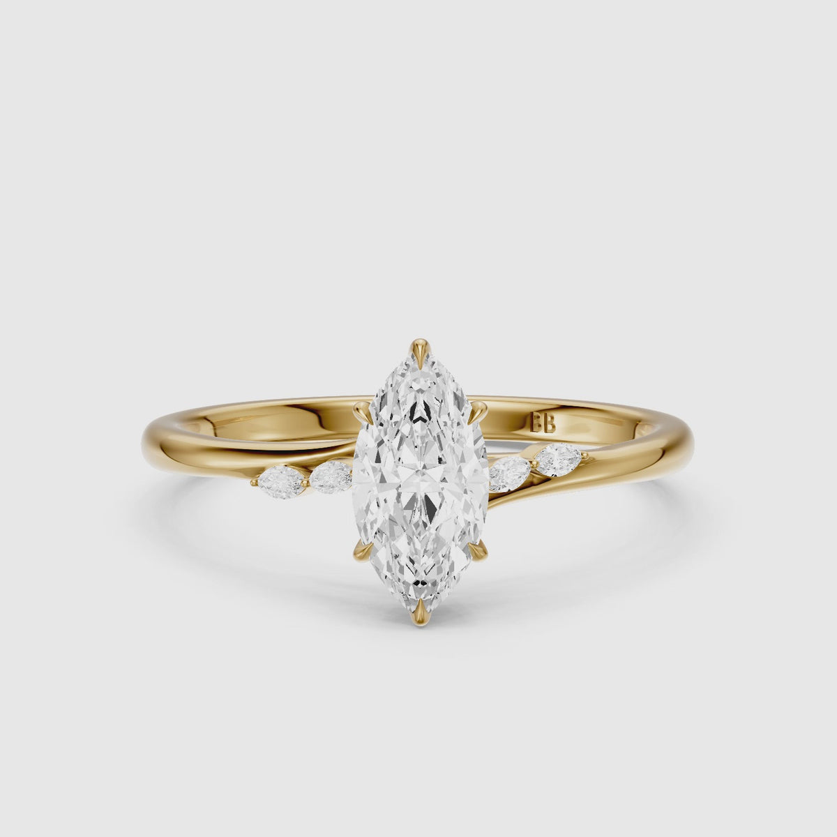 Load video: Sia Marquise Cut Hidden Halo Side Marquise Lab Grown Diamond Ring