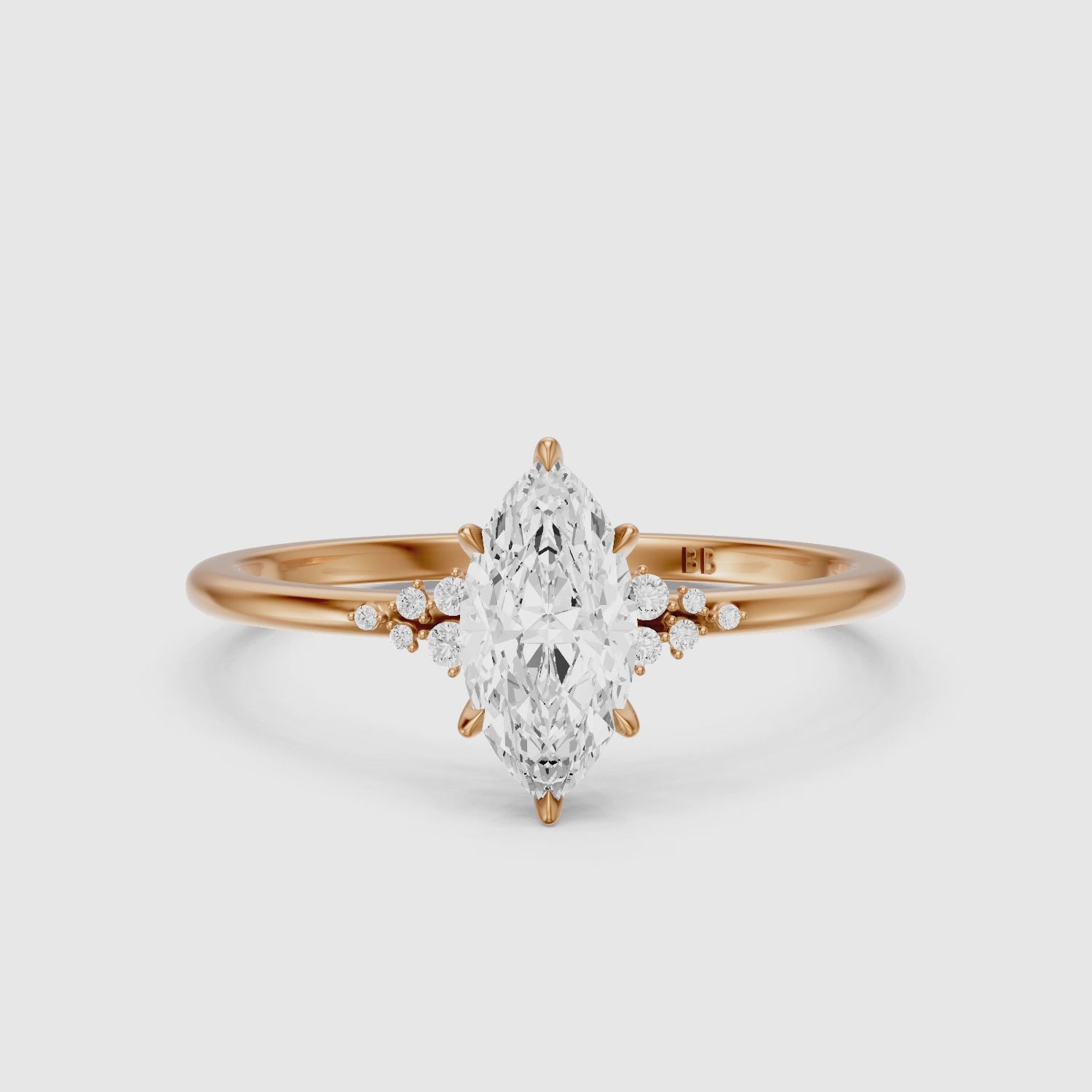 Load video: Jaycee Vintage Inspired Marquise Cut Side Stone Moissanite Diamond Ring