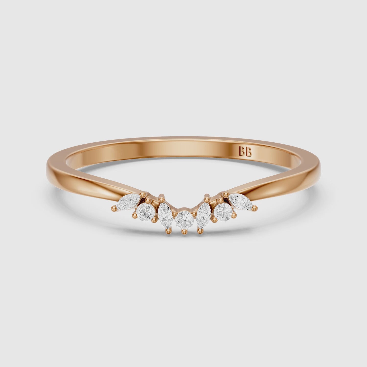Load video: Lila Crown Style Lab Grown Diamond Curved Wedding Band