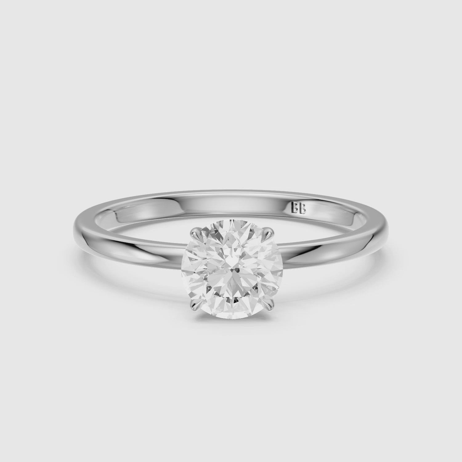 Load video: Tinlee Round Cut Low Profile Solitaire Lab Grown Diamond Ring