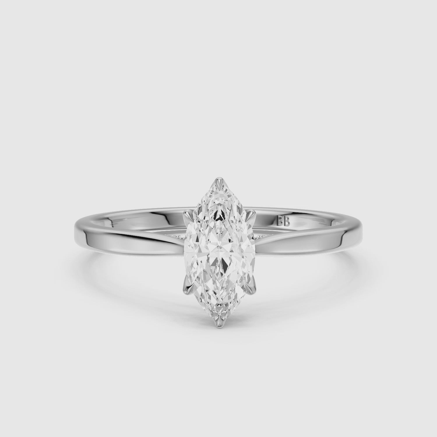 Load video: Morgan Marquise Hidden Halo Lab Grown Diamond Ring with Tulip Setting