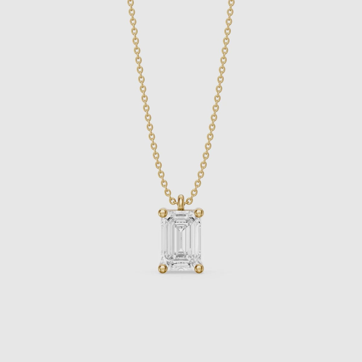 Load video: Paige Emerald Shape Lab Grown Diamond Solitaire Pendant