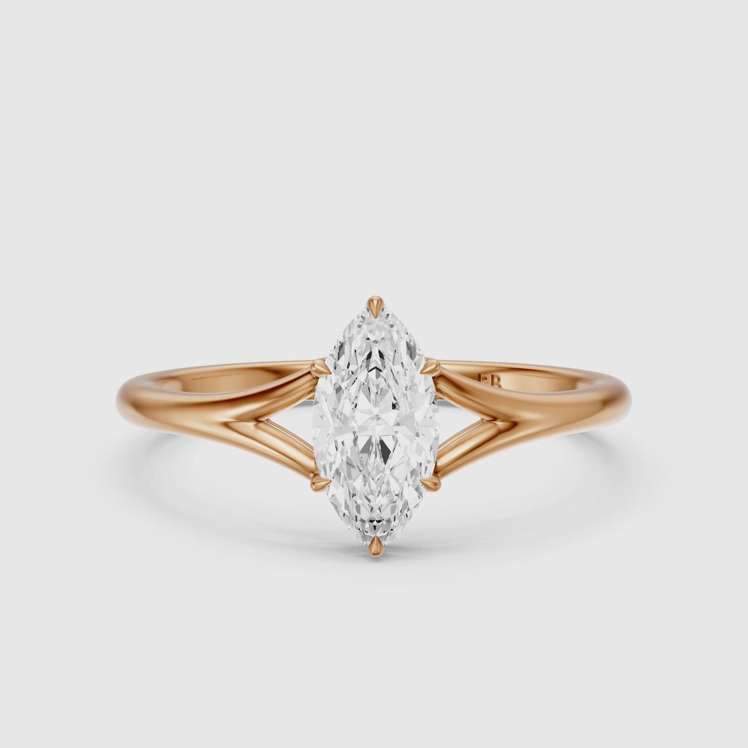 Load video: Elara Marquise Cut Moissanite Diamond Ring with Split Cathedral Shank
