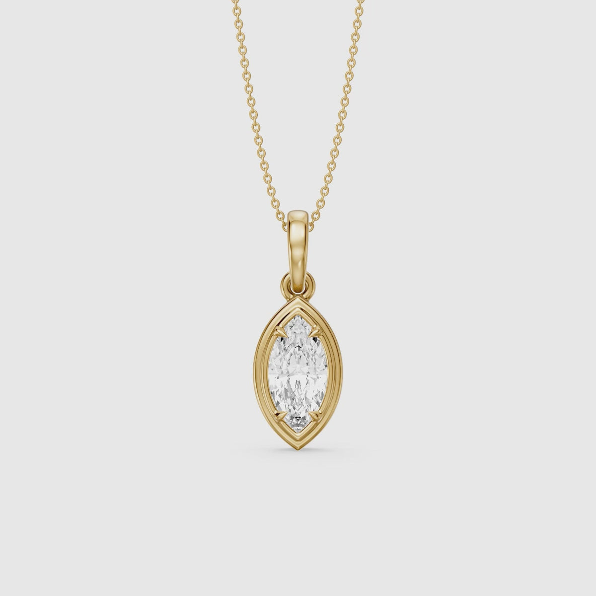 Load video: Elowyn Marquise Lab Grown Diamond Double Bezel Pendant