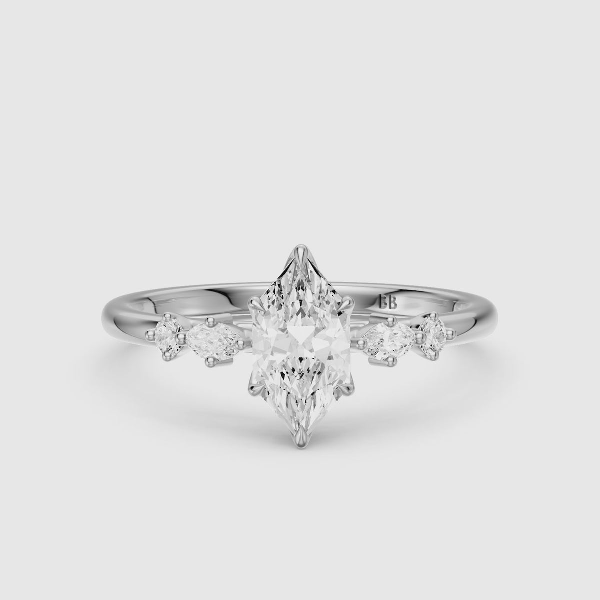 Load video: Jillian Dutch Marquise Moissanite Diamond Ring with Sculpted Tulip Setting