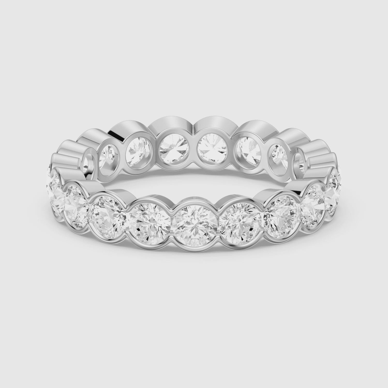 Load video: Jennifer Bezel Set Round Lab Grown Diamond Eternity Band