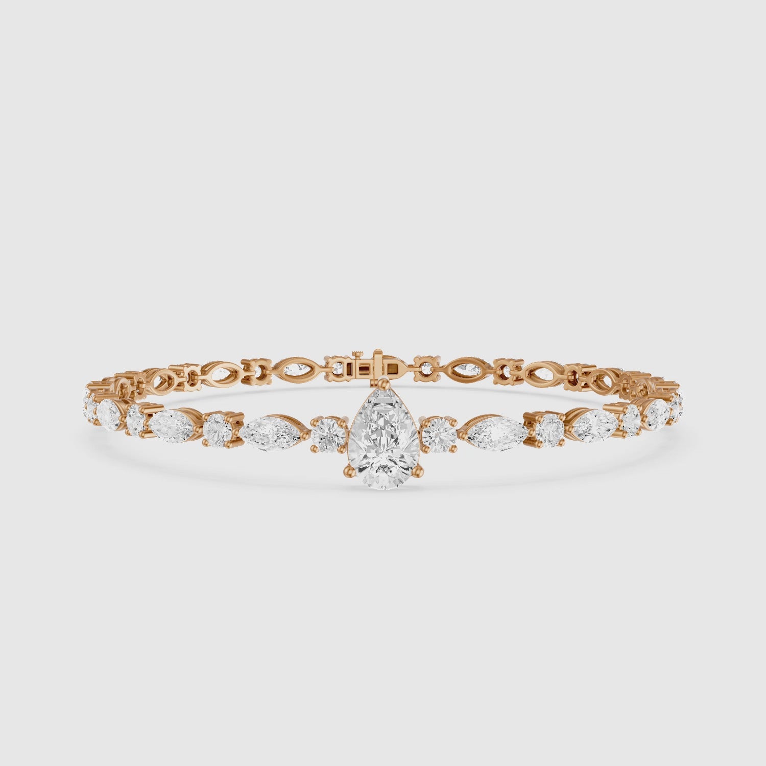 Load video: Keira Pear, Marquise and Round Lab Grown Diamond Bracelet