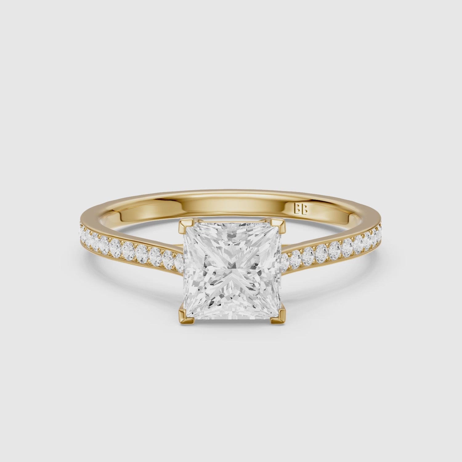 Load video: Sierra Princess Cut Channel Set Lab Grown Diamond Engagement Ring