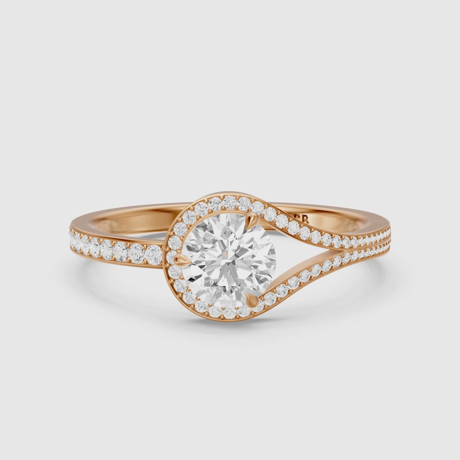 Load video: Ashlee Round Cut Unique Halo Channel Set Lab Grown Diamond Ring