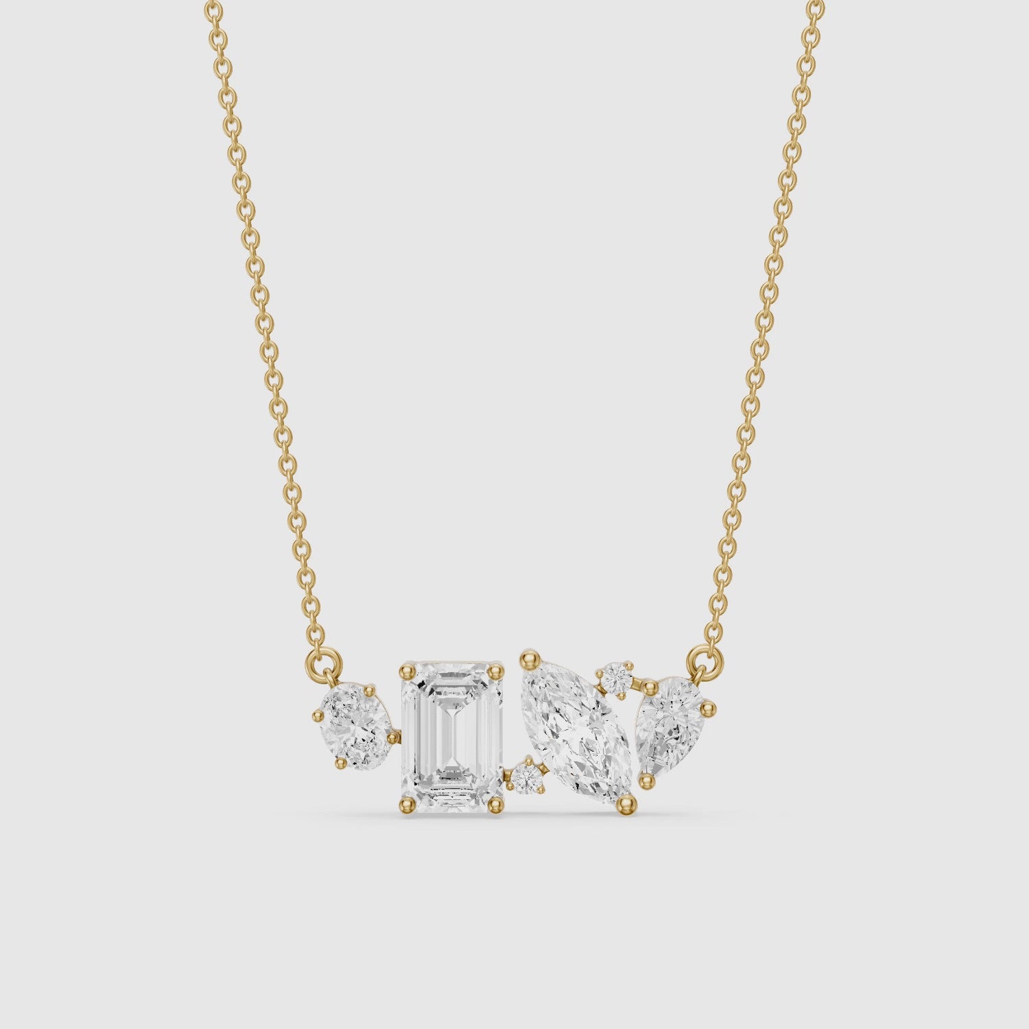 Load video: Lara Multi Shape Lab Grown Diamond Cluster Necklace