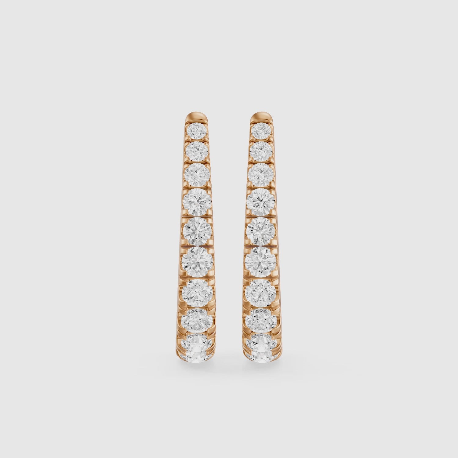 Load video: Susanna Graduated Round Lab Grown Diamond Horseshoe Hoop Earrings