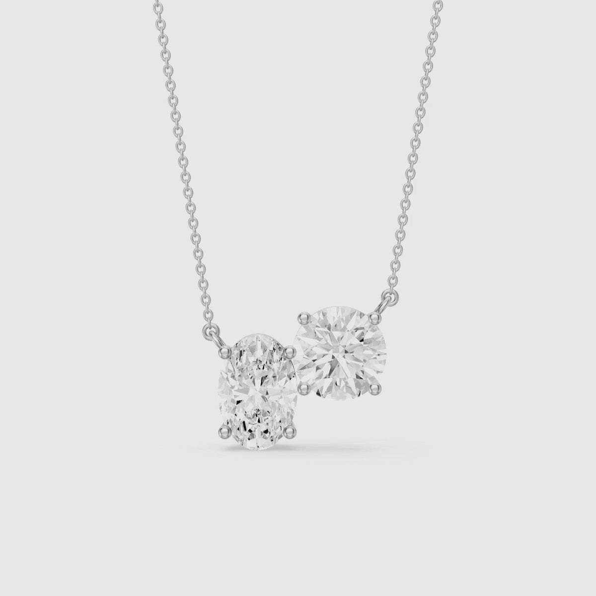 Load video: Alessia Oval and Round Lab Grown Diamond Toi Et Moi Pendant