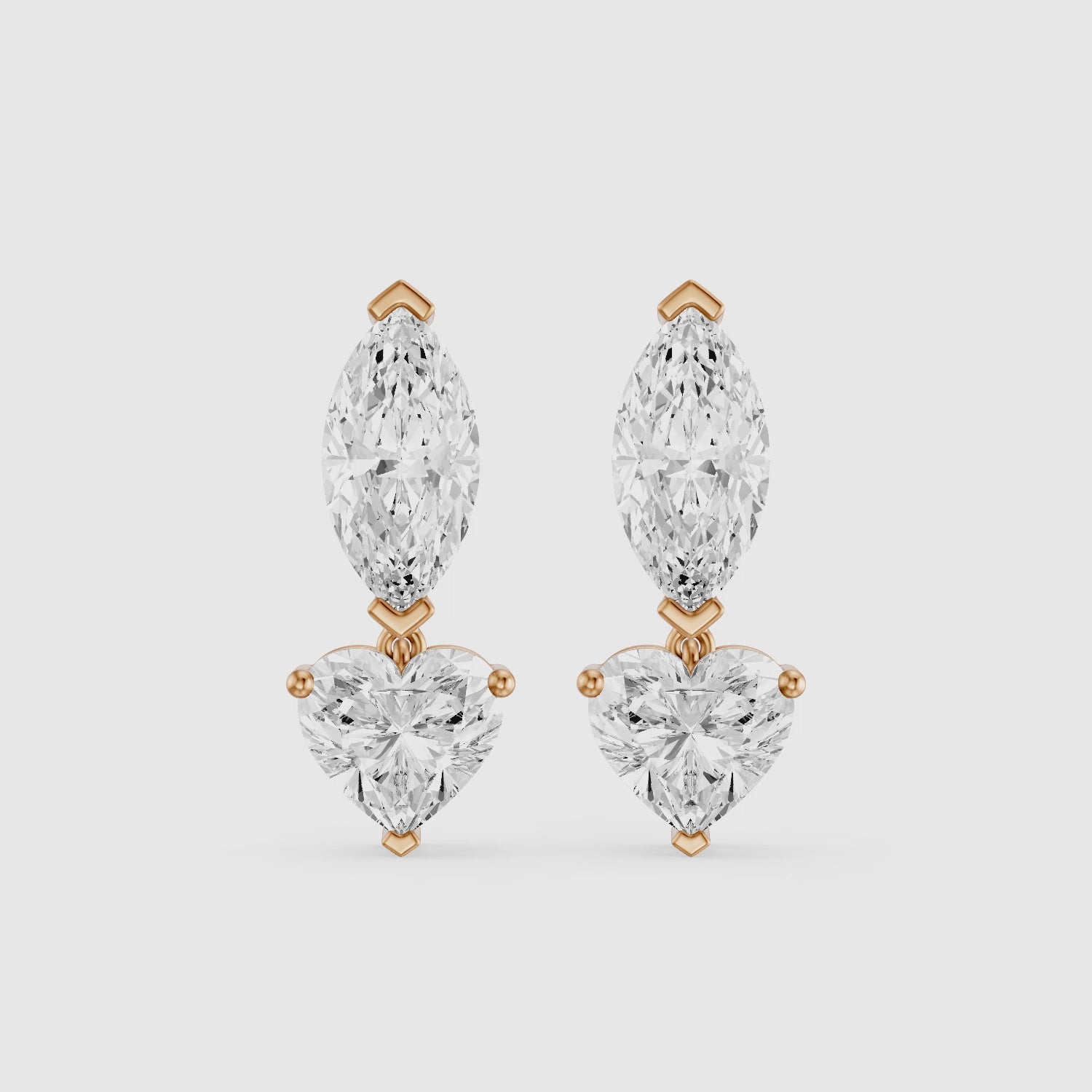 Load video: Saylor Marquise and Heart Shape Lab Grown Diamond Drop Earrings