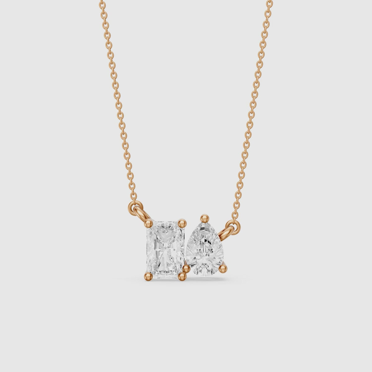 Load video: Anaya Radiant and Pear Lab Grown Diamond Toi et Moi Pendant