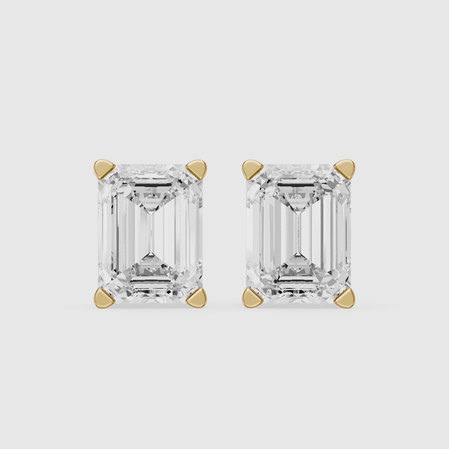 Load video: Veselina Emerald Cut Lab Grown Diamond Filigree Scroll Stud Earrings