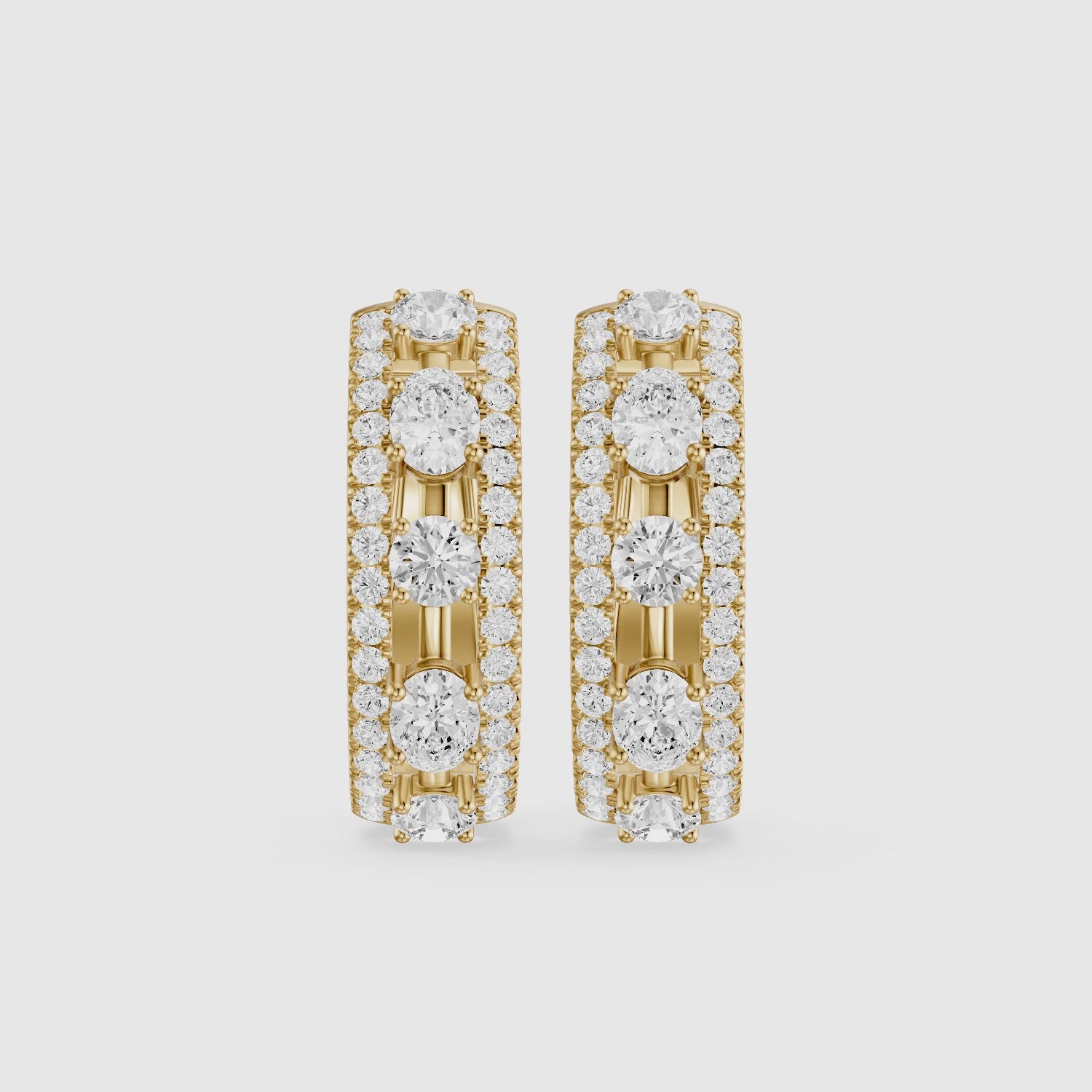 Load video: Gloria Round and Oval Cut Lab Grown Diamond Hoop Earrings