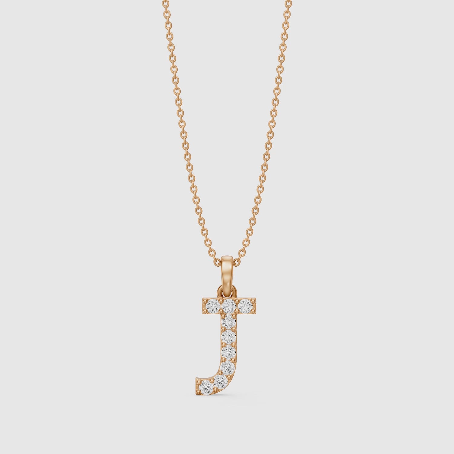 Load video: Sawyer Lab Grown Diamond J Initial Pendant Necklace