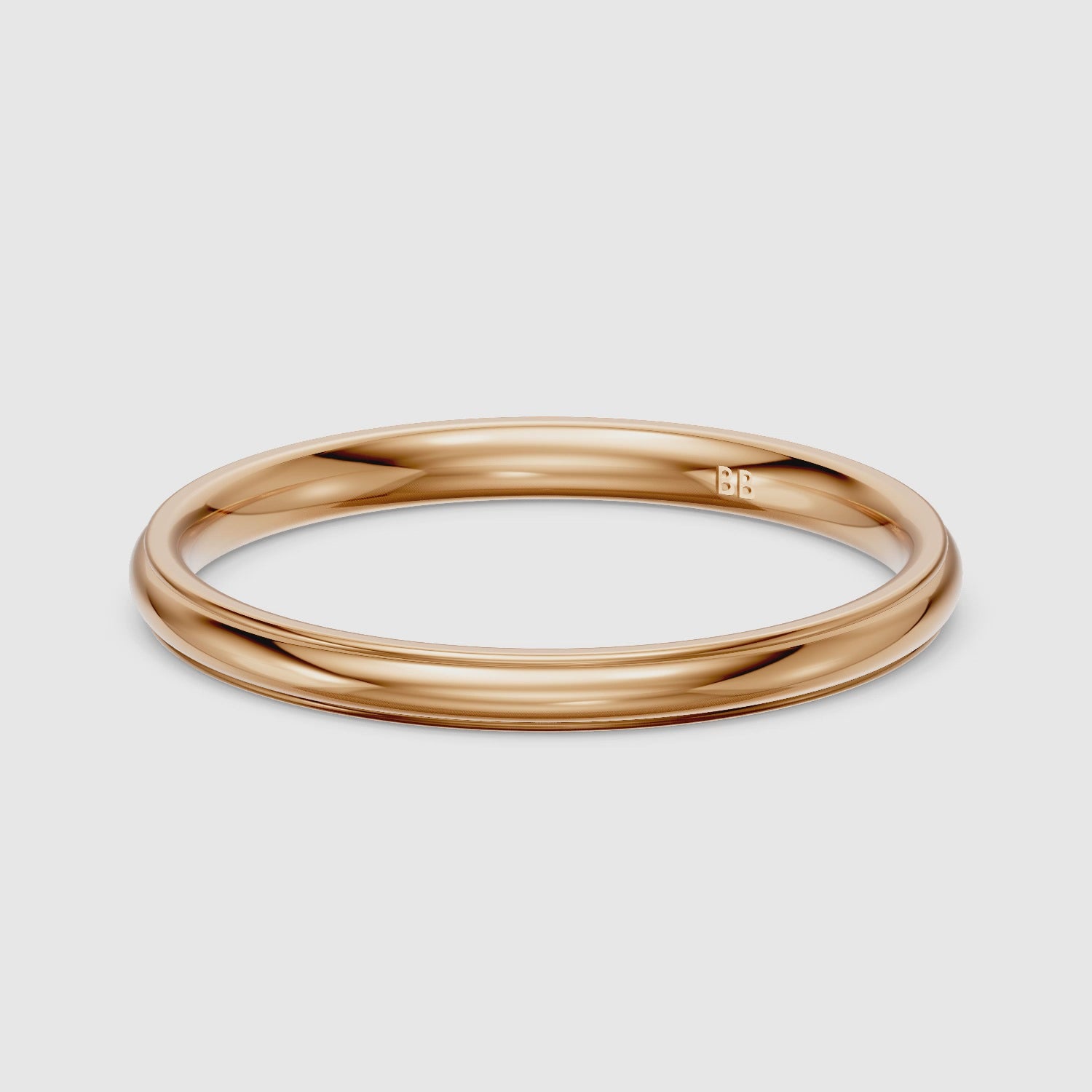 Load video: Nova Half Round Step Edge Plain Wedding Band