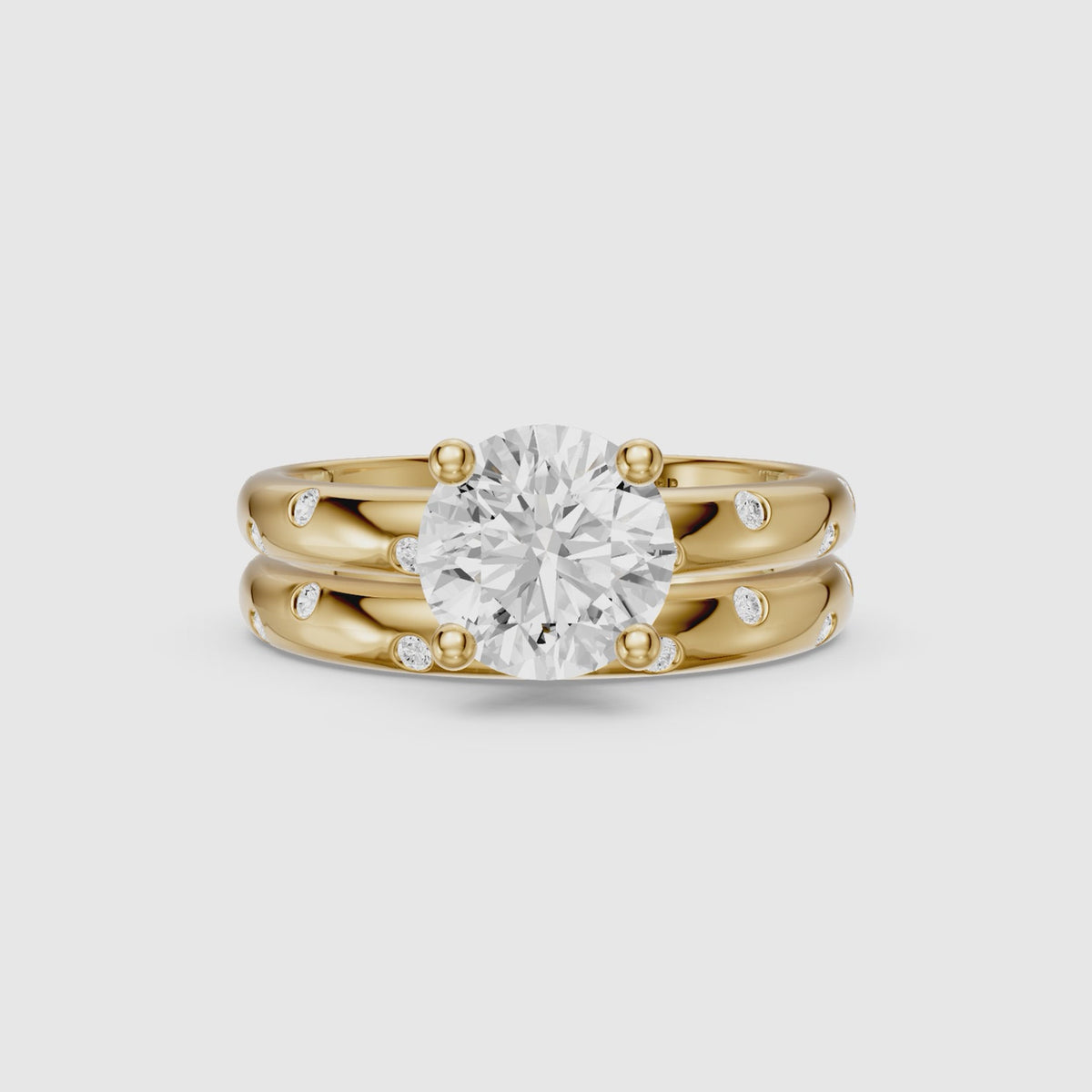 Load video: Macy Round Lab Grown Diamond Scattered Star Bridal Set