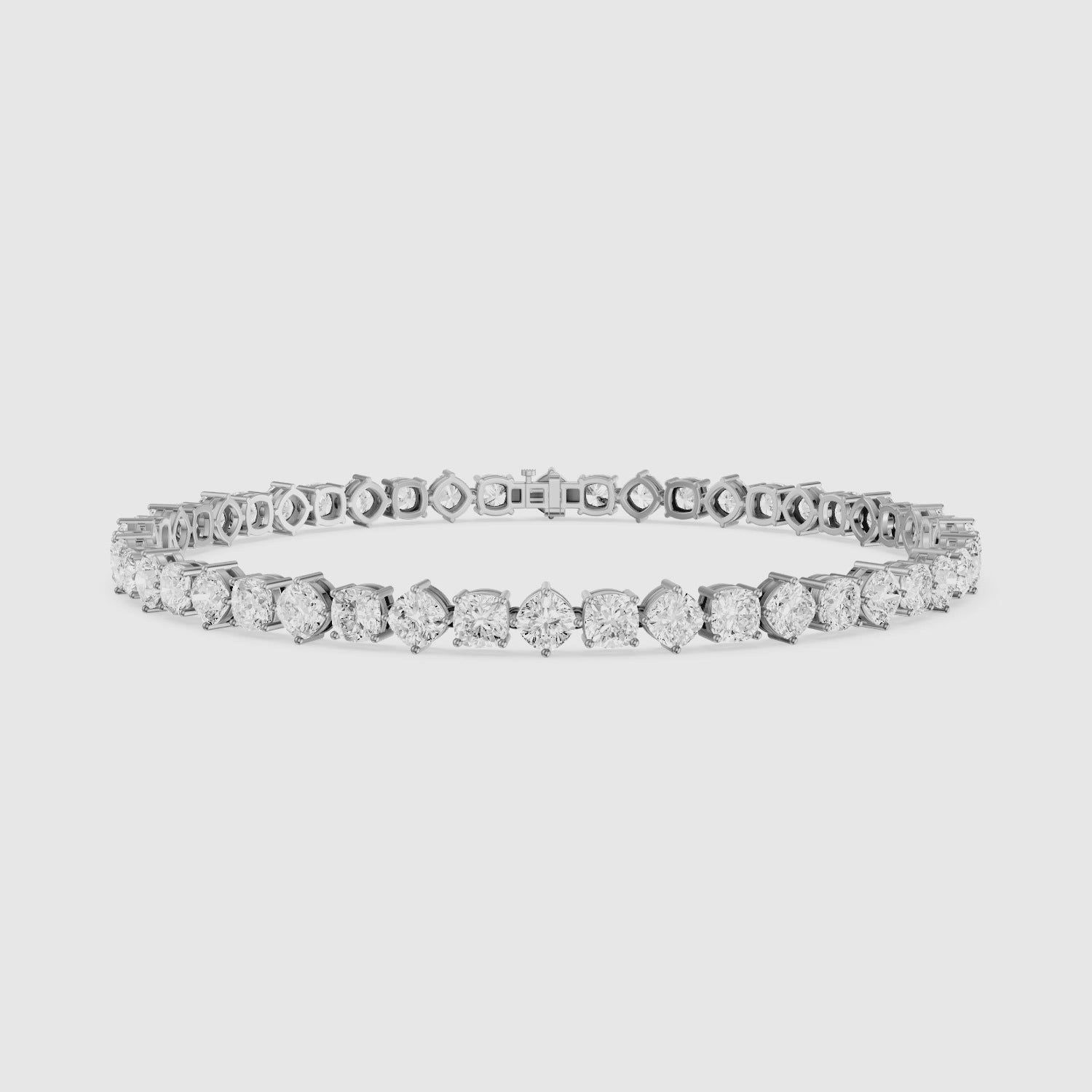 Load video: Florence Cushion Cut Lab Grown Diamond Tennis Bracelet