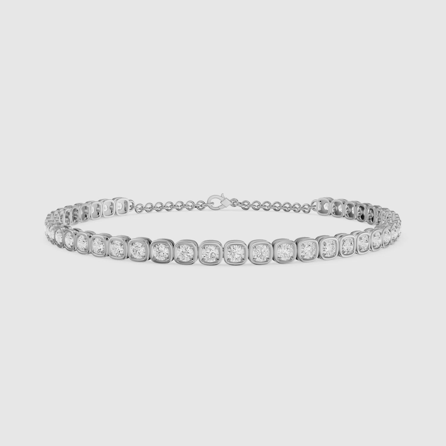 Load video: Cherine Round Lab Grown Diamond Bezel with Prong Tennis Bracelet
