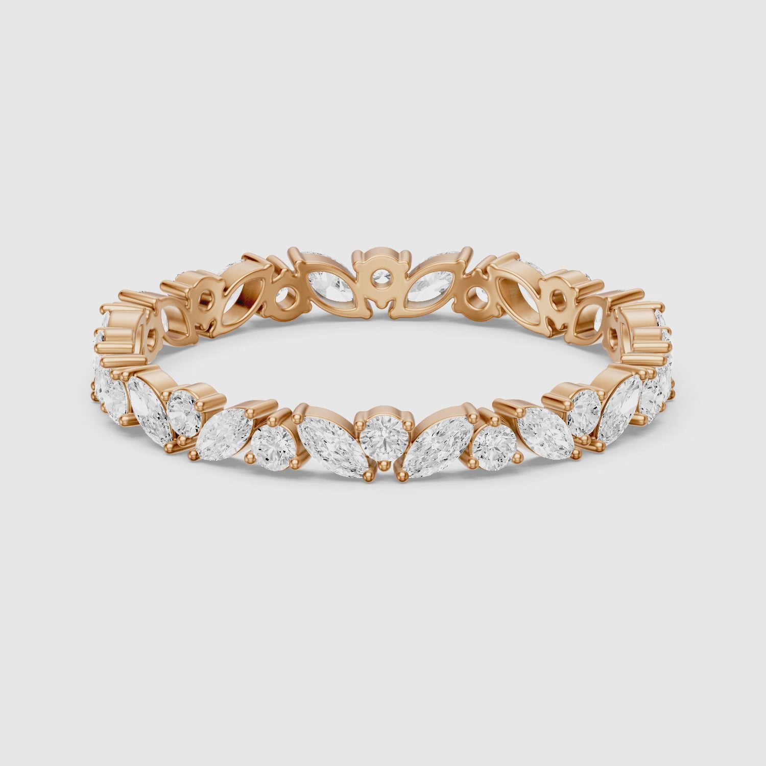 Load video: Margot Mixed Shape Marquise and Round Lab Grown Diamond Eternity Band