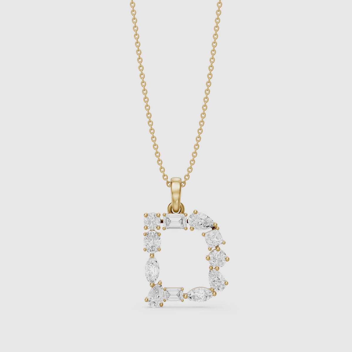 Load video: Kerensa Multi Shape Lab Grown Diamond Initial D Pendant