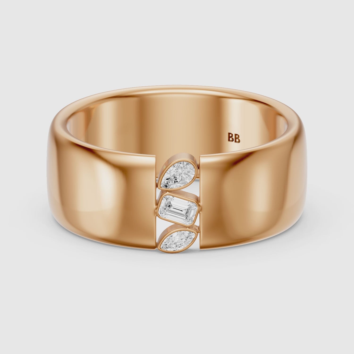 Load video: Kora Mixed Shape Lab Diamond Bezel Cluster Cigar Band