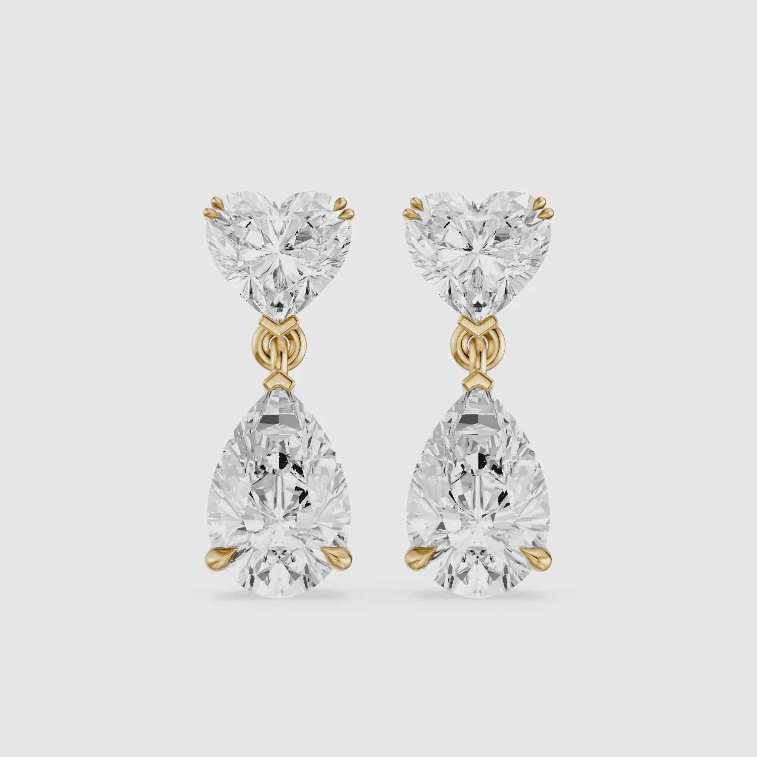 Load video: Nia Heart and Pear Shape Lab Grown Diamond Drop Earrings