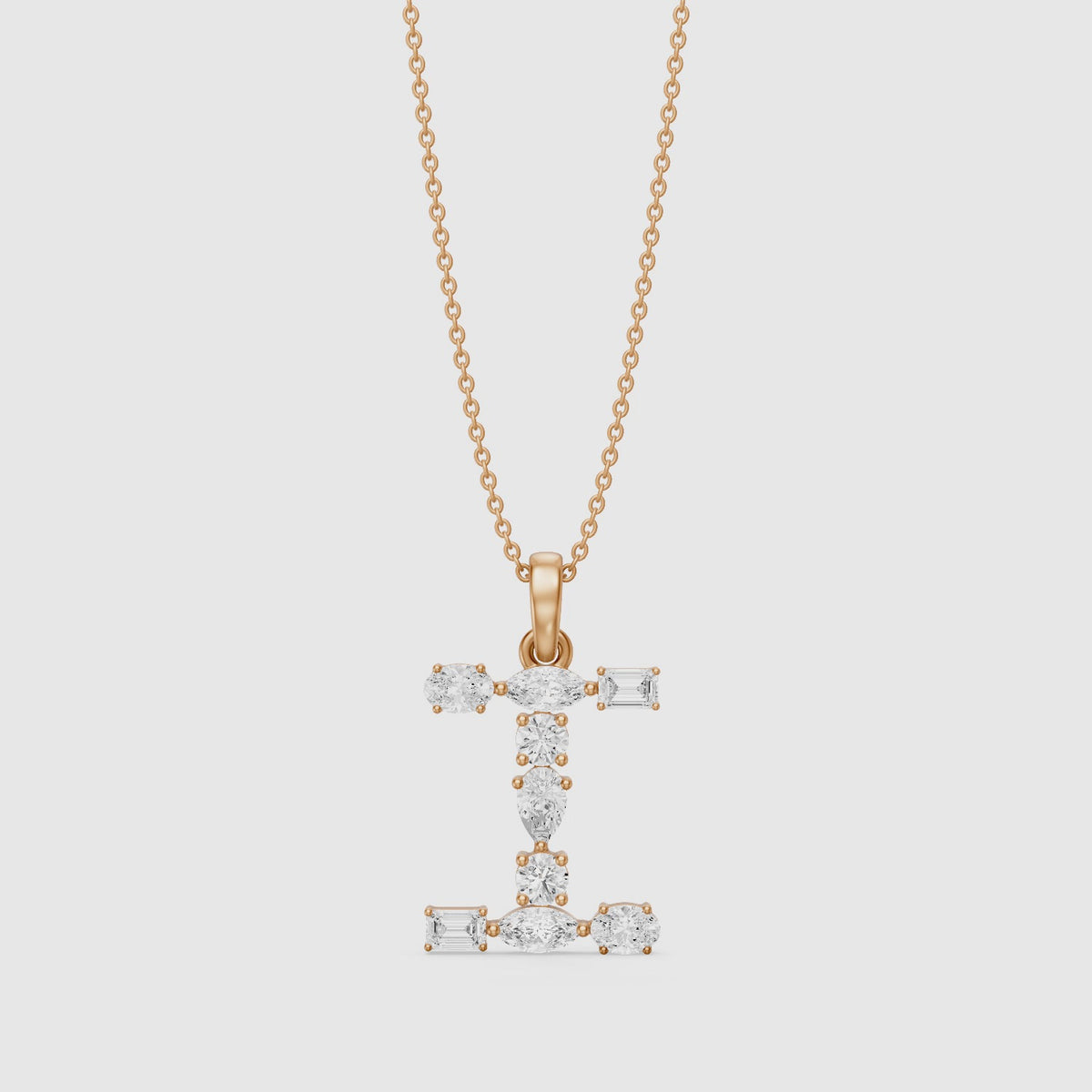 Load video: Hollis Multi Shape Lab Grown Diamond Initial I Pendant