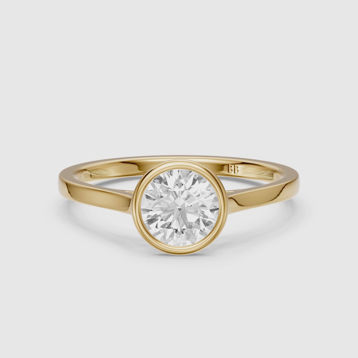 Load video: Piper Round Solitaire Bezel Set Lab Grown Diamond Ring