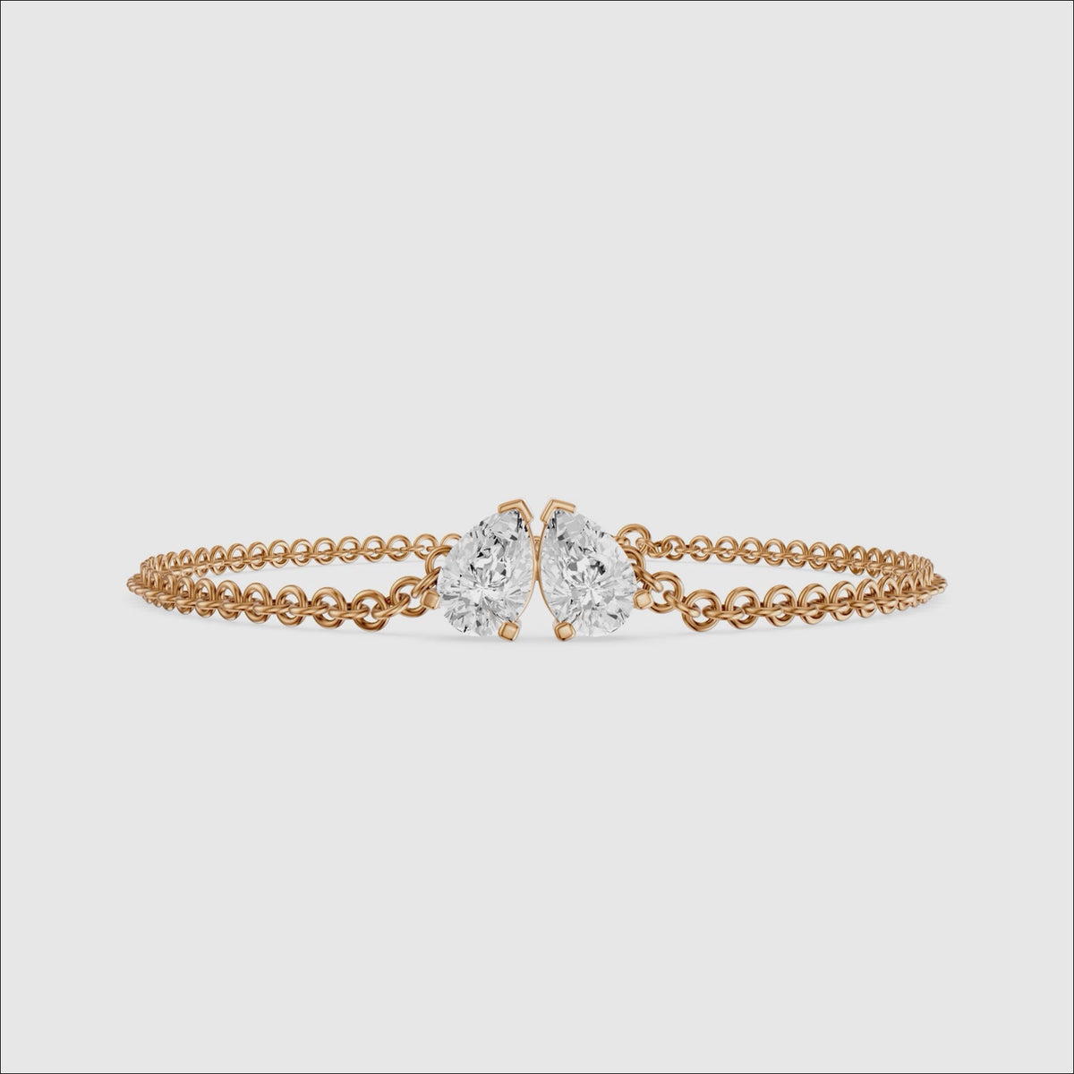Load video: Jacquelyn Twin Pear Lab Grown Diamond Toi et Moi Chain Bracelet