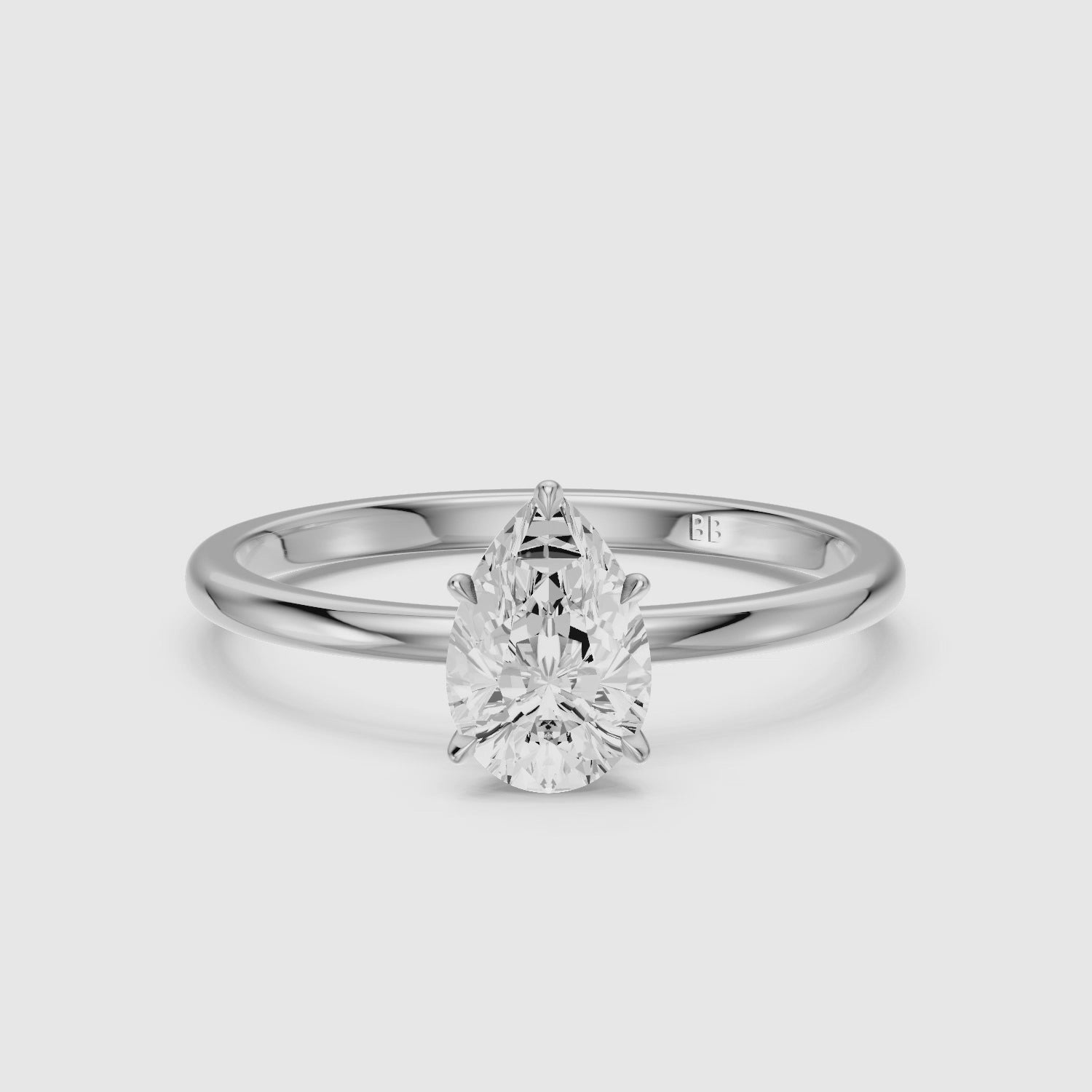 Load video: Kadira 5 Prong Pear Cut Hidden Halo Lab Grown Diamond Ring