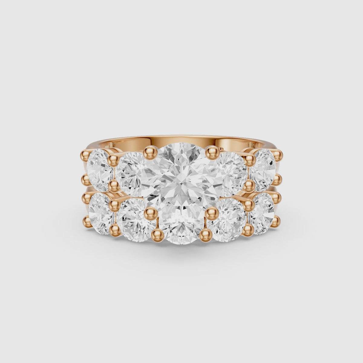 Load video: Ester Five Stone Round Lab Grown Diamond Cluster Bridal Set