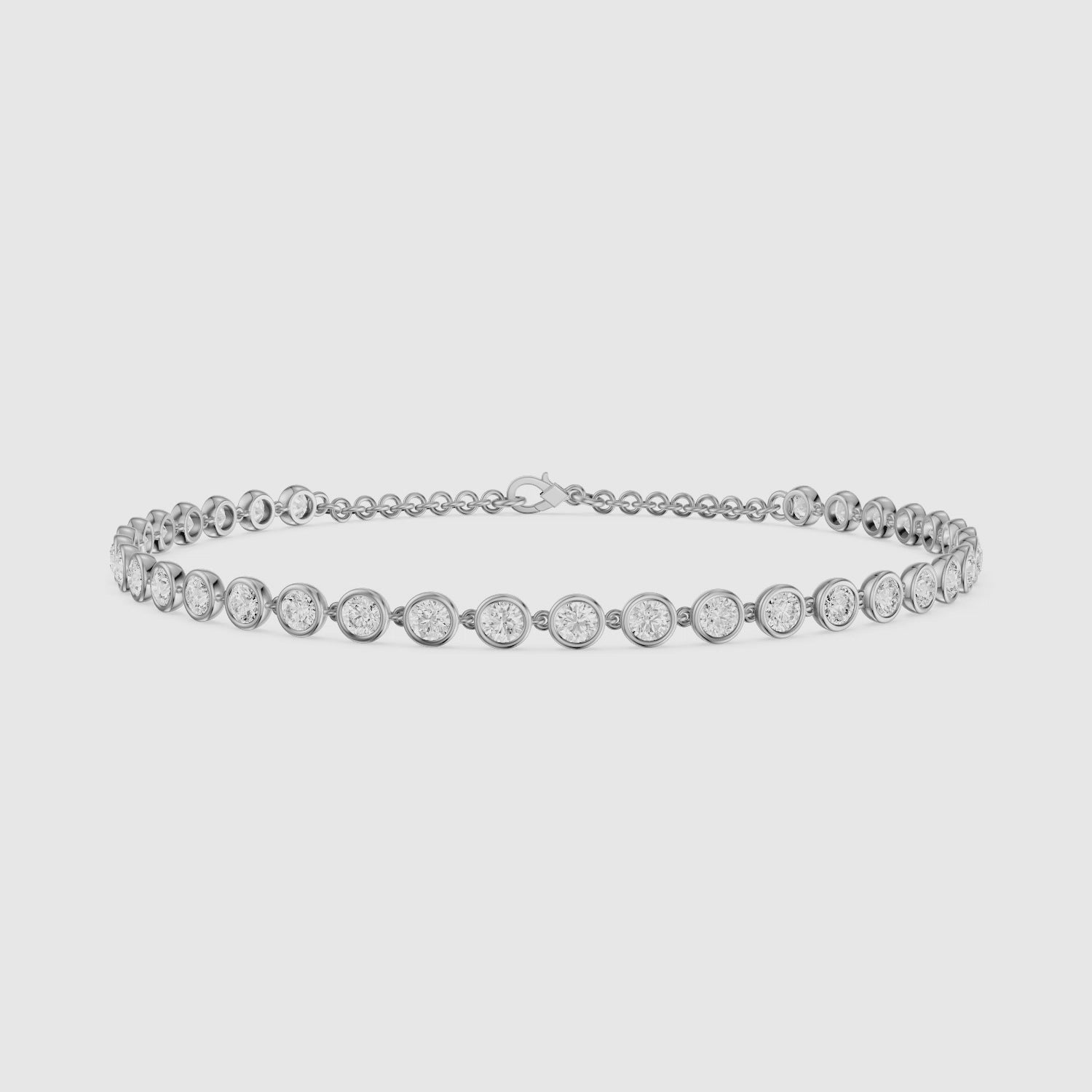 Load video: Martine Round Lab Grown Diamond Bezel Set Tennis Bracelet