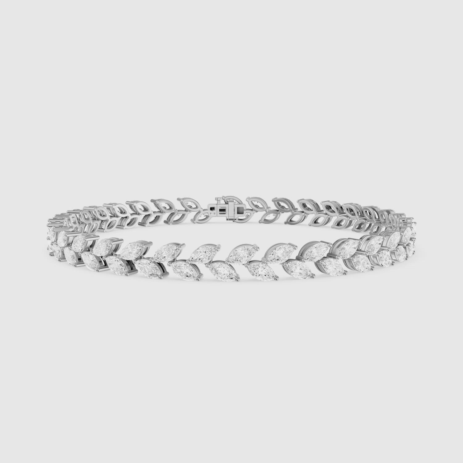 Load video: Amoura Two Row Marquise Cut Lab Grown Diamond Tennis Bracelet