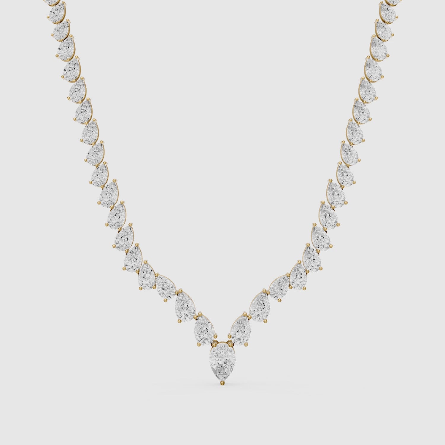 Load video: Summer Pear Cut Lab Diamond V Shape Tennis Necklace