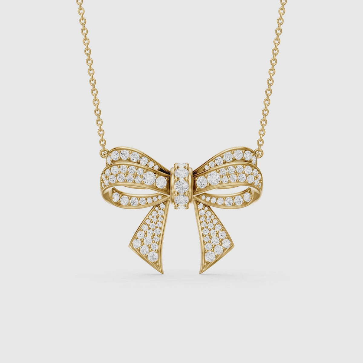 Load video: Kimberly Round Lab Grown Diamond Bow Pendant