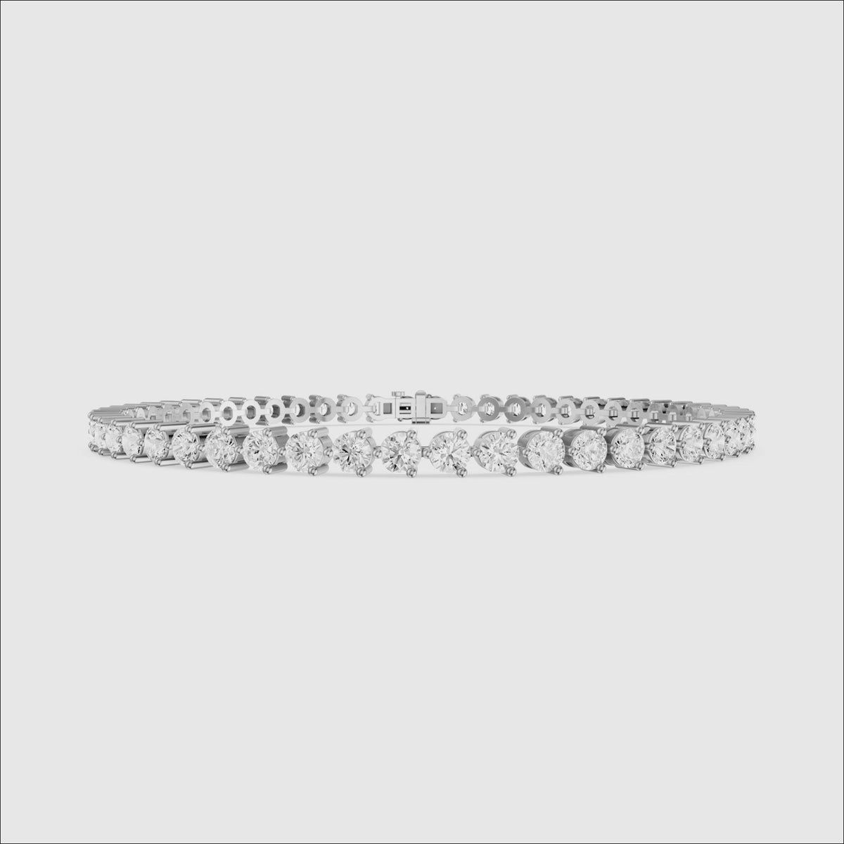 Load video: Alice Round Cut Lab Grown Diamond Three Prong Tennis Bracelet