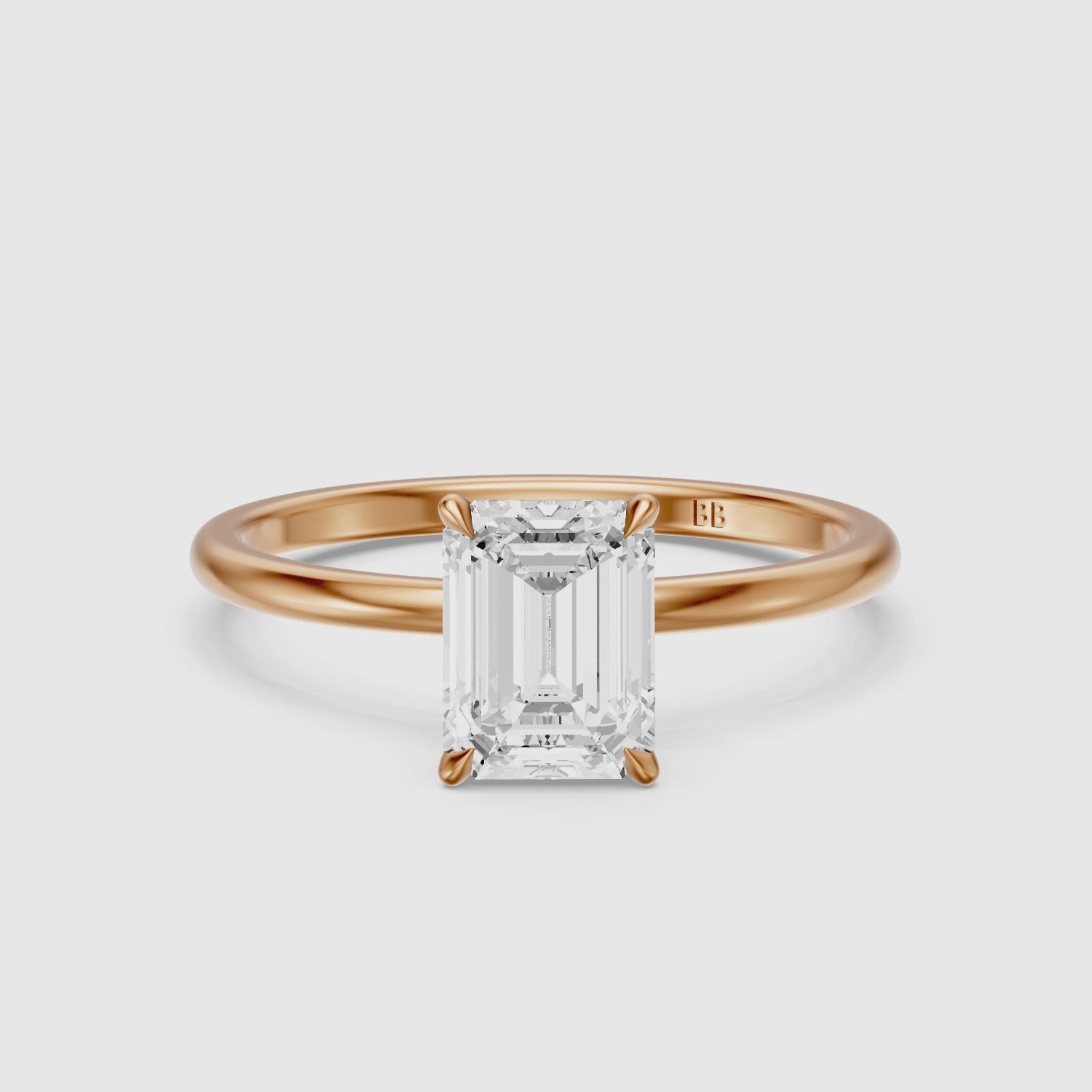 Load video: Edie Hidden Halo Emerald Cut Moissanite Diamond Engagement Ring