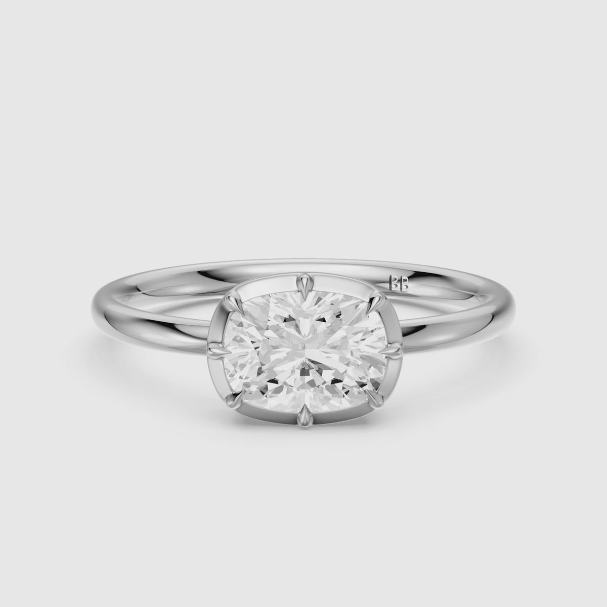 Load video: Zendaya Elongated Cushion Lab Grown Diamond east west Engagement Ring