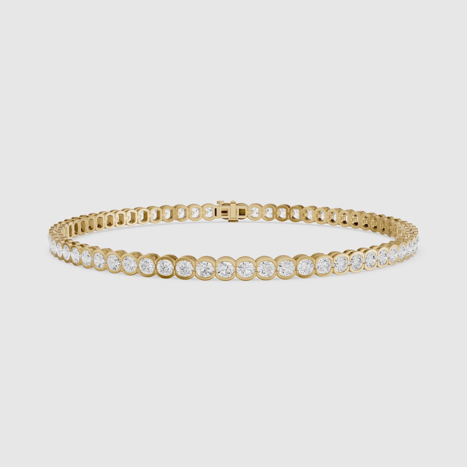 Load video: Lucia Round Bezel Set Lab Grown Diamond Tennis Bracelet