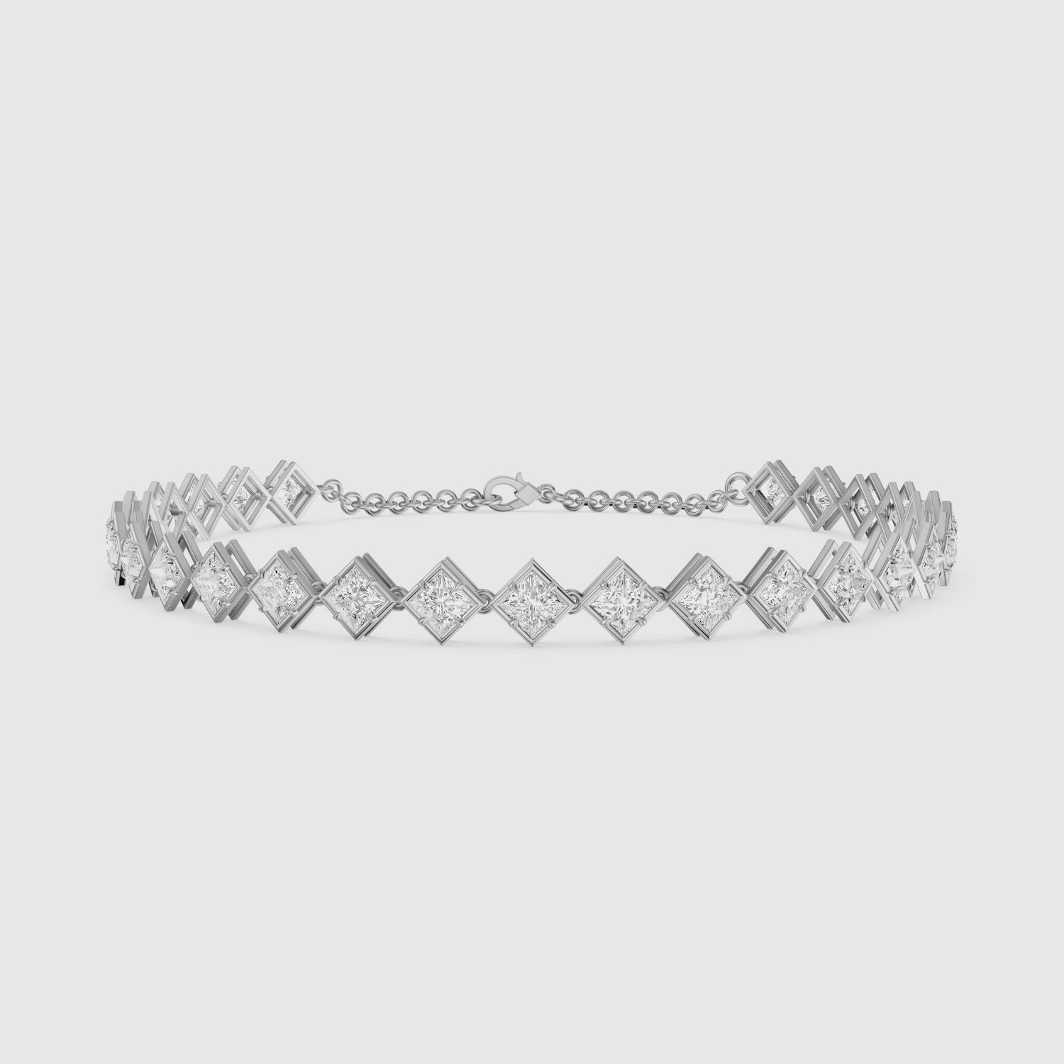 Load video: Laken East West Princess Cut Lab Grown Diamond Tennis Bracelet