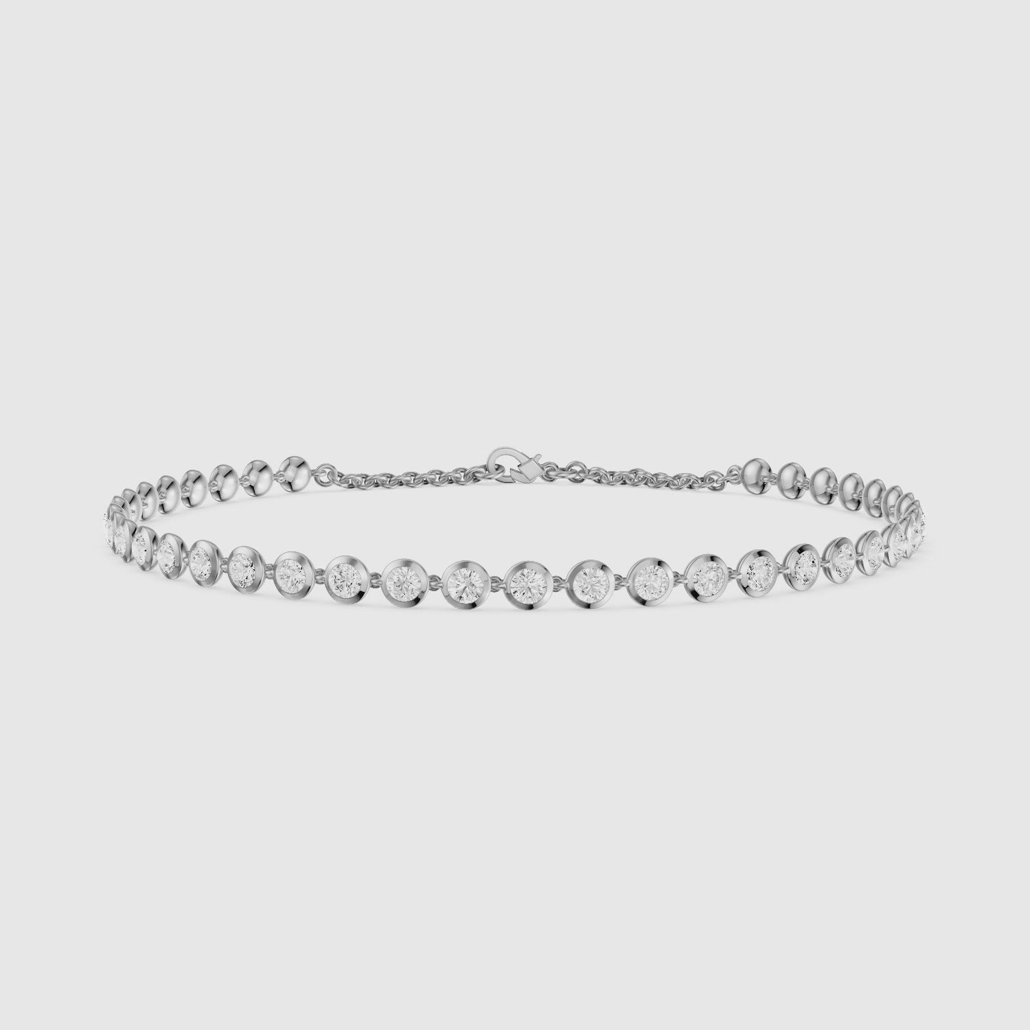 Load video: Cecily 3/4 Coverage Round Lab Grown Diamond Bezel Set Tennis Bracelet