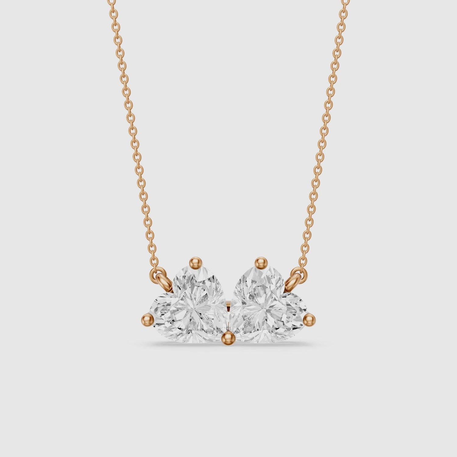 Load video: Nicole Heart Shape Lab Grown Diamond Toi et Moi Pendant