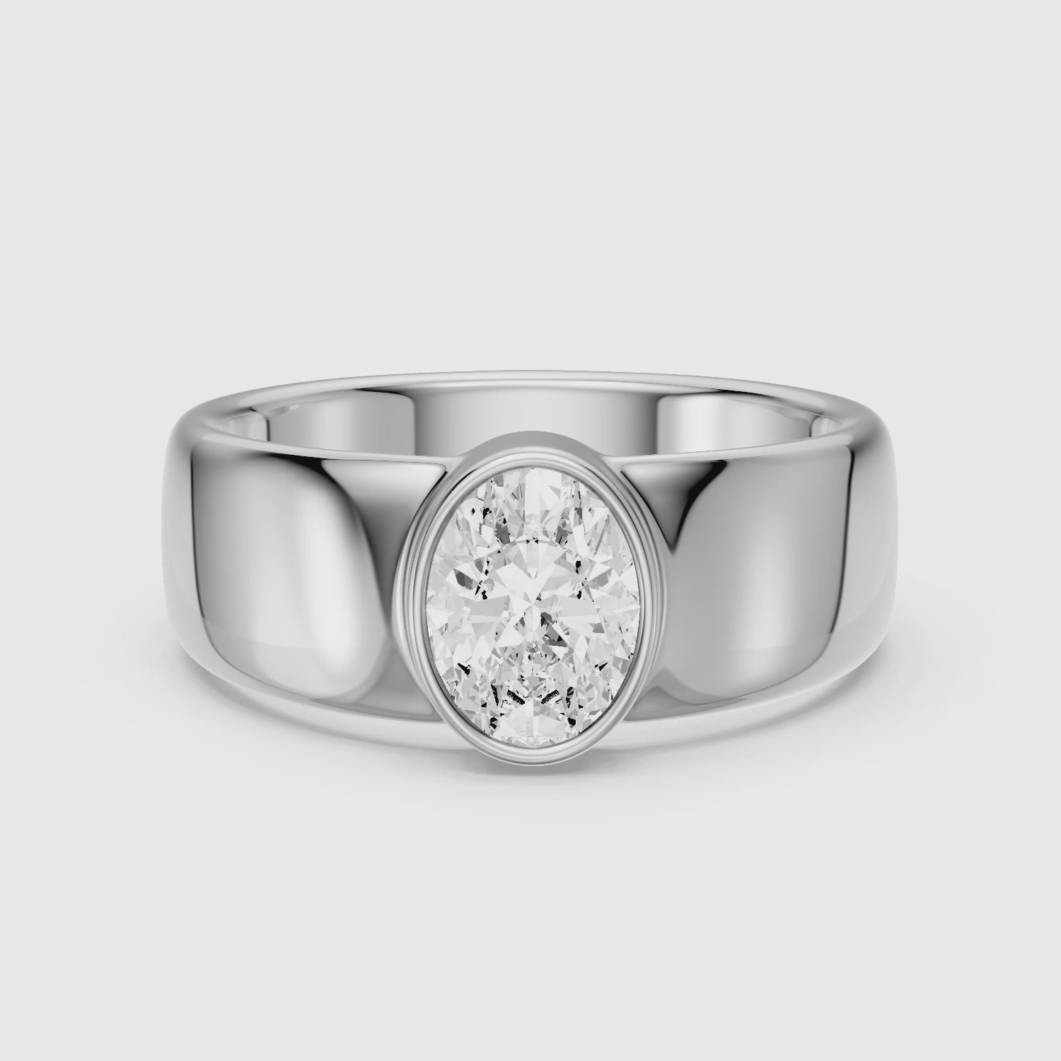 Load video: Renate Oval Cut Lab Diamond Bezel Set Cigar Band