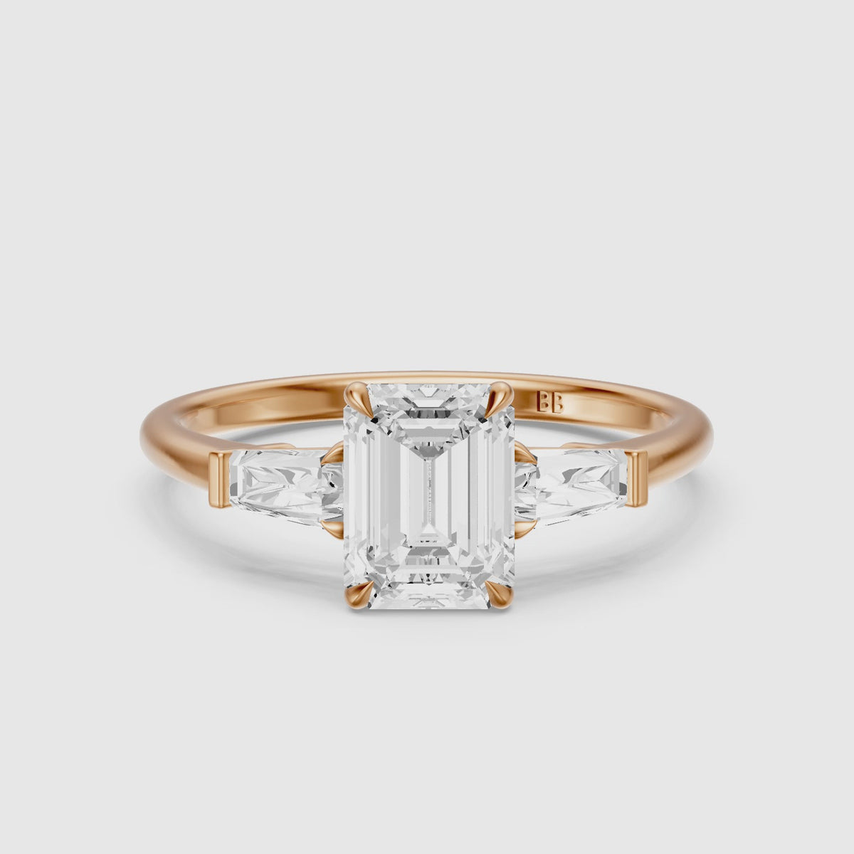 Load video: Melania Emerald With Tapered Baguette Cut Moissanite Engagement Ring