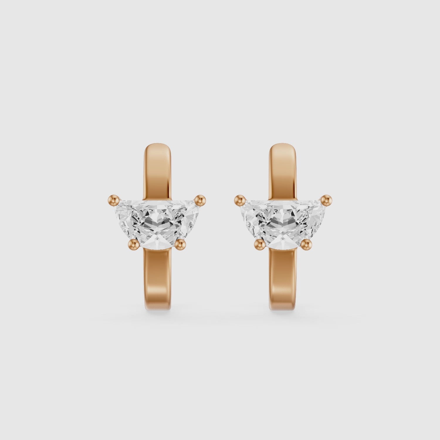 Load video: Celine Half Moon Lab Grown Diamond Ear Cuff Earrings