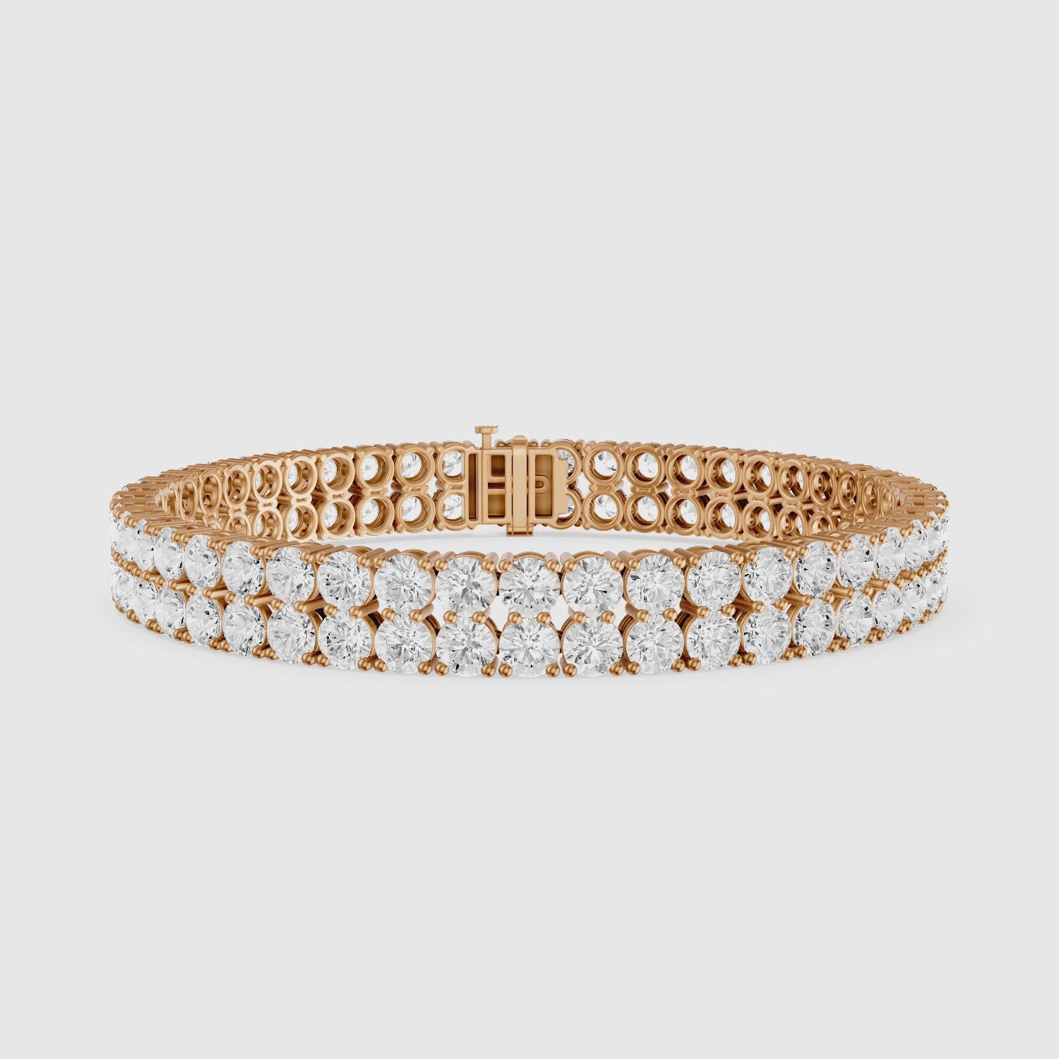 Load video: Quiana Double Row Round Lab Grown Diamond Tennis Bracelet