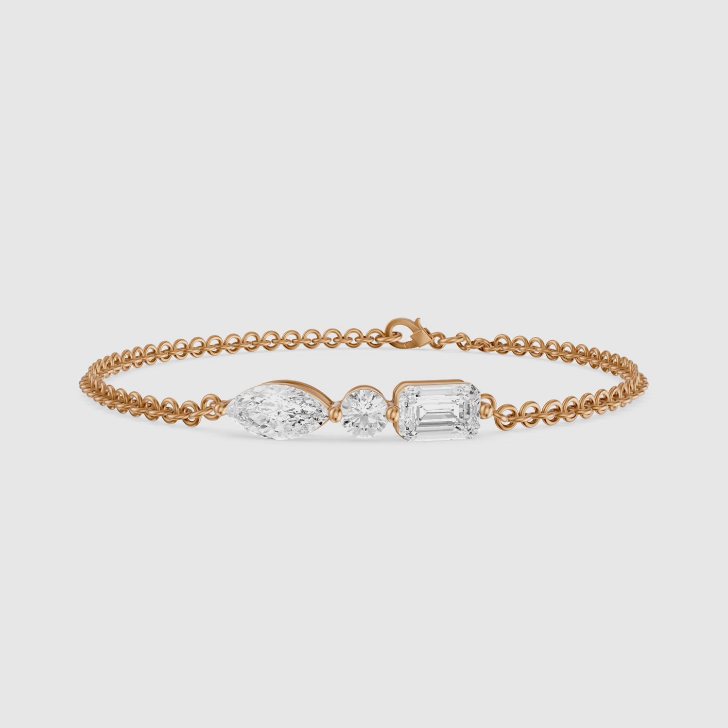 Load video: Gabriel Marquise, Round and Emerald Cut Lab Grown Diamond Bracelet